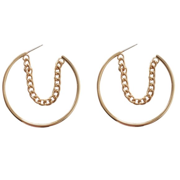 💙Minimalistic Chain Hoops Earrings - Picture 11 of 15